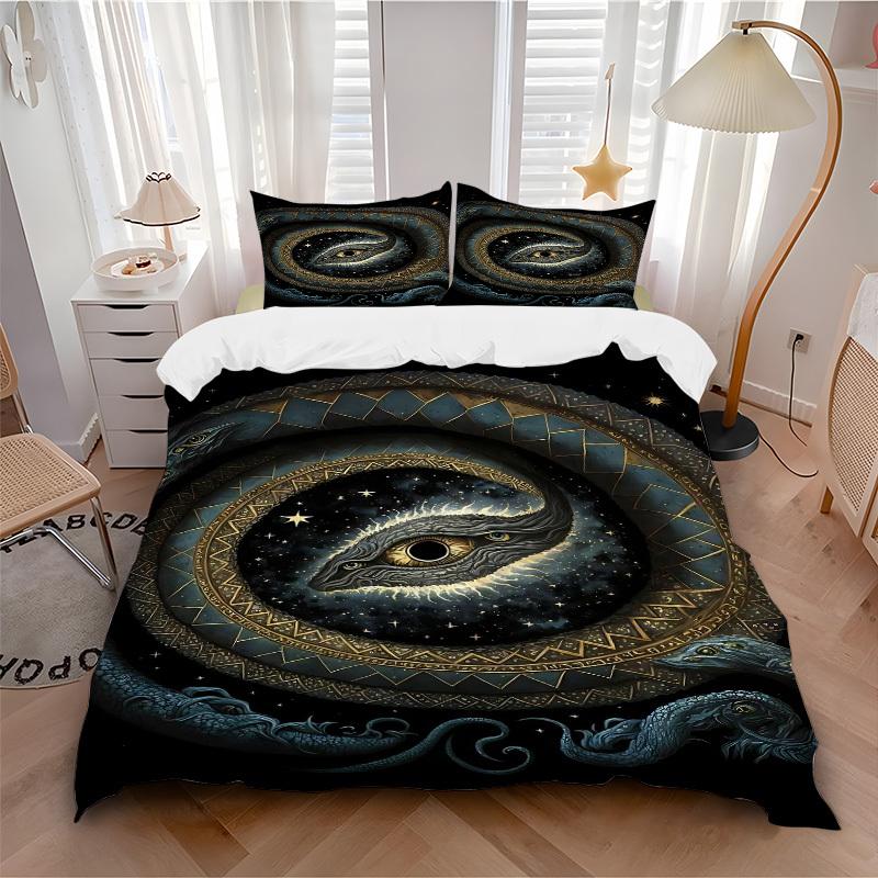 

3pc Serpent Universe Cover Set - 1 Quilt Cover + 2 Pillowcases, All Seasons Bedroom Setting, Perfect for Home078 135x200cm