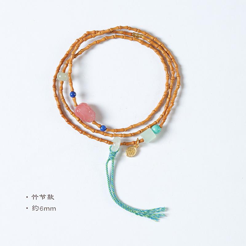 

New Chinese-style olive pit and bamboo knot bracelet, Yanyuan agate Pixiu decorative piece, multi-loop hand bracelet, traditional Chinese style long Bamboo-style design【abo