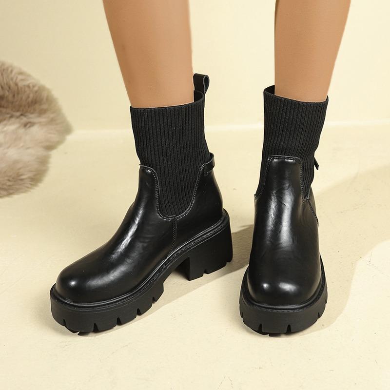 Fashion Women's Square Heel Fashion Boots 2024 Winter Ankle Women's Comfortable Women's Shoes Casual Large Size 43 Botas De Mujer