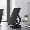 3D Printed Twisted Tree Root Phone Stand Holder Unique Branch Shaped Desktop Decor Sculpture Minimalist Black Cell Phone Support