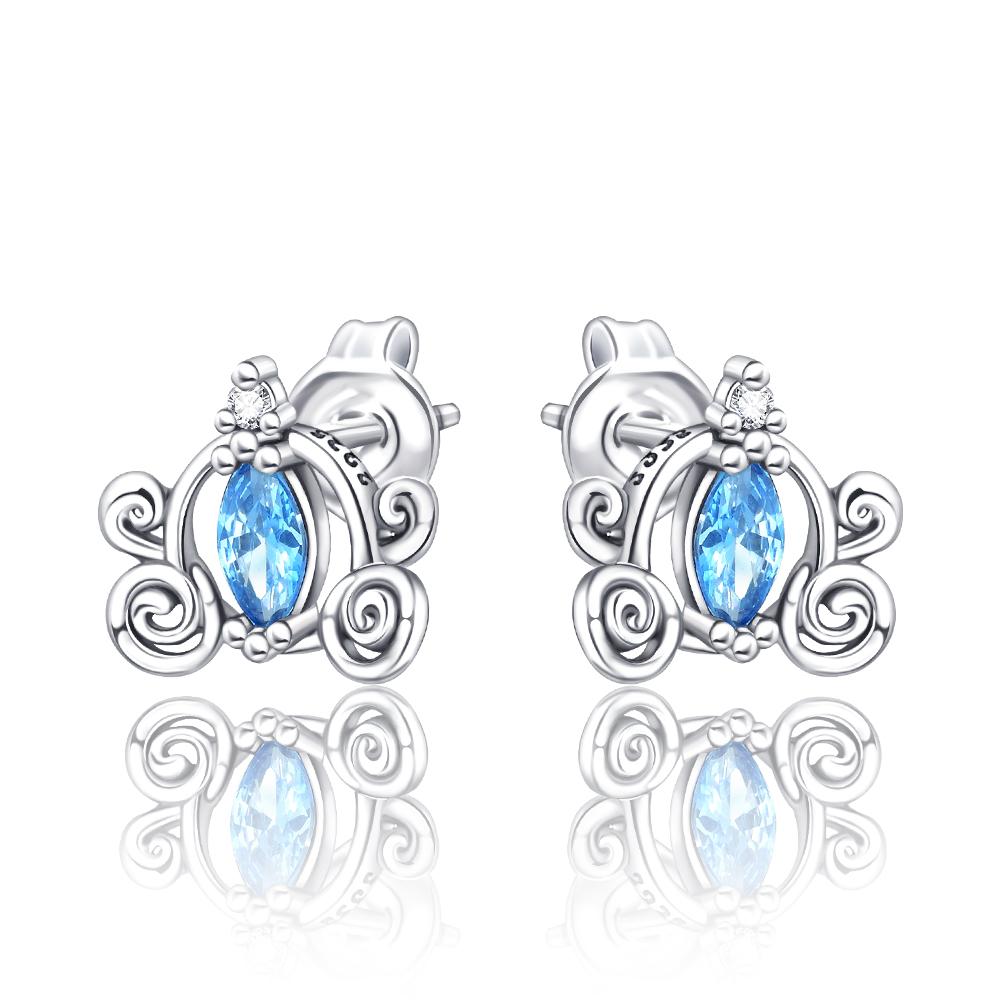 Exquisite 925 Silver Turtle Gecko Butterfly Heart Star Moon Feather Blue Earrings Premium Party Gifts