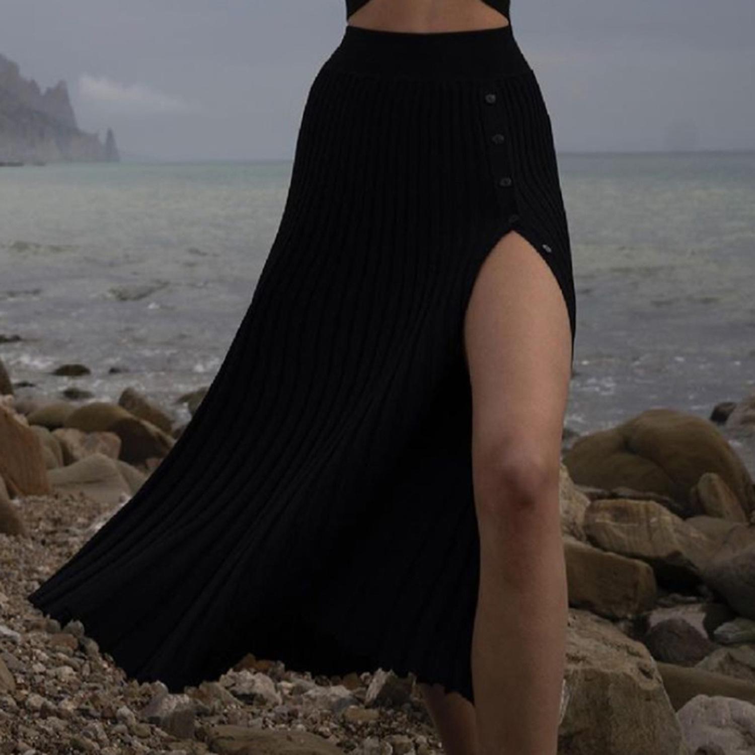 

Трикотажные комплекты, осенне-зимние комплекты с длинными рукавами, бандажный топ, плиссированные юбки, платье, комплекты из двух предметов, S-XL S