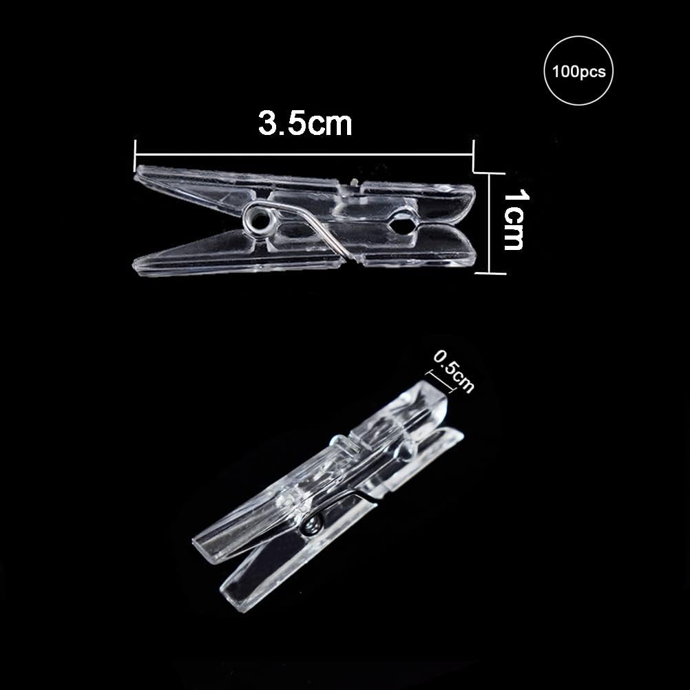 100 Pcs Mini Clear Photo Clips, Mini Clothesp Clip, Clothes Line Clips, Mini Transparent Plastic Clips