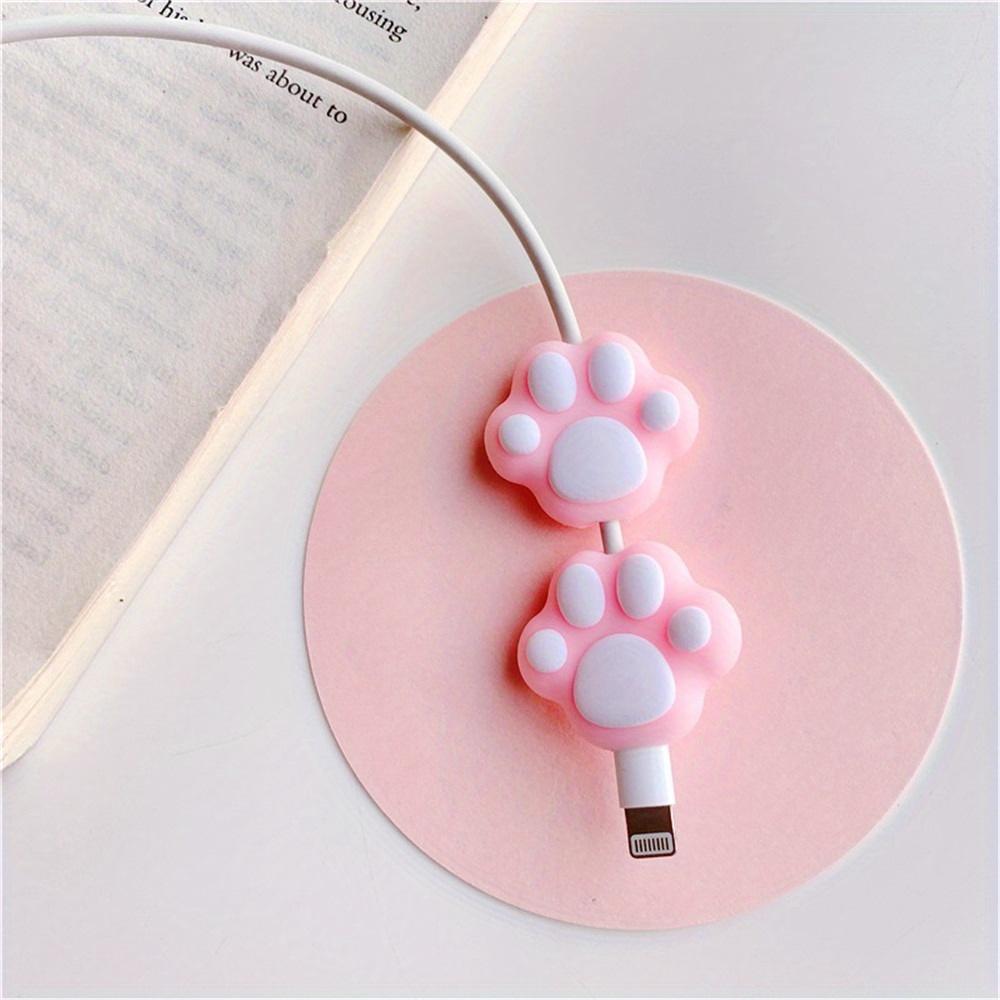 2/4pcs Cute Cat Paw Cable Winder Protector Kawaii Pink Desktop USB Cable Charger Organizer Wire Protection Accessories