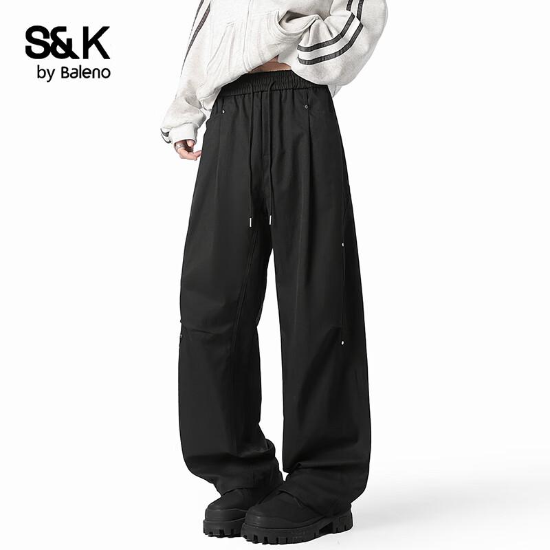 Baleno Men's S&K Retro Loose Wide-Leg Cargo Pants