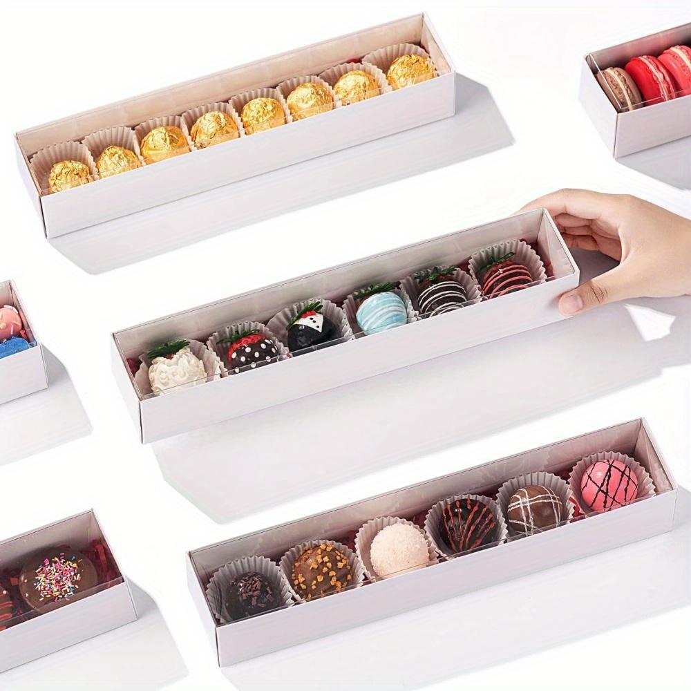 4pcs Strawberry Boxes Macaron Boxes Chocolate Truffle Boxes Cookies Boxes Bakery Boxes with Full Clear Window Mini Cupcakes Boxes Gift Box