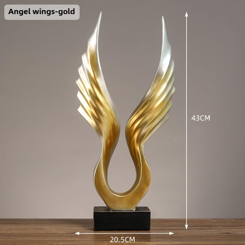 

Resin Angel Wings Decor Minimalist Home Bar Decorations Creative Entryway Ornament Flying Eagle Gift for Housewarming 43x20cm золотой