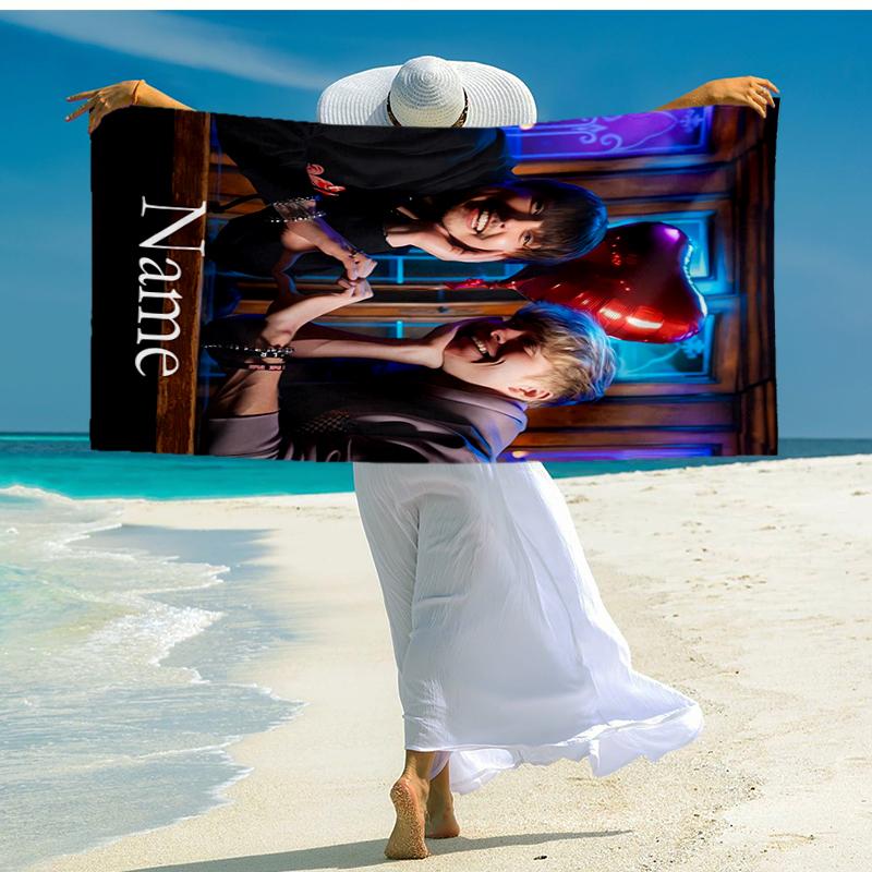 Custom Name Ultra-Soft Beach Towel with Sam and Colby Theme,Ideal for Pool - Camping, Diving - Perfect Travel Essential, Vibrant Beach Towel.