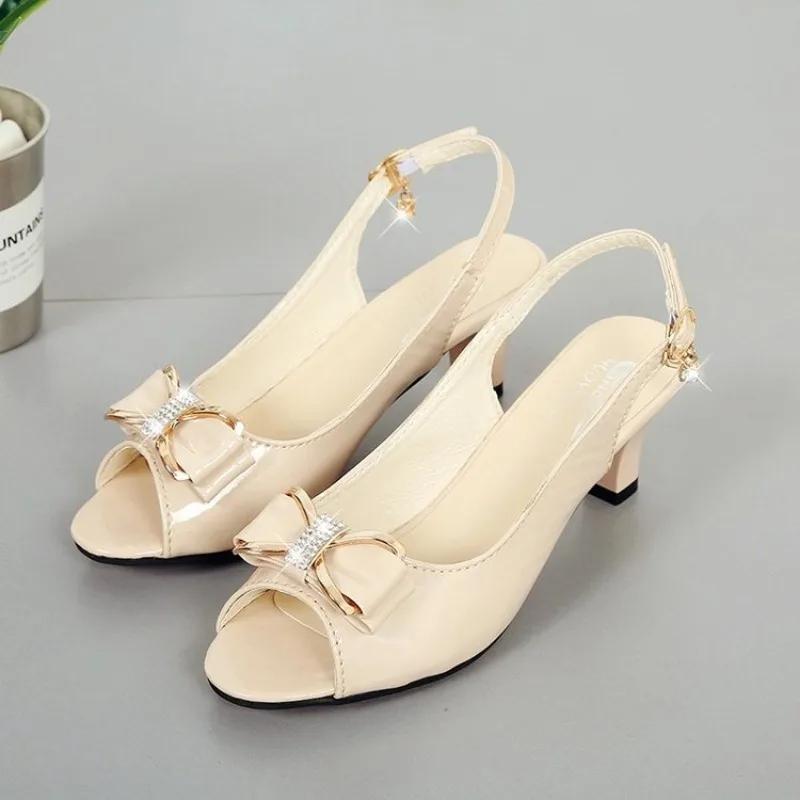 Women's Sandals 2024 Female Stiletto High Heel Shoes for Women Sexy Open Toe Fish Mouth Shoes Woman Bowknot Party Sandals Ladies