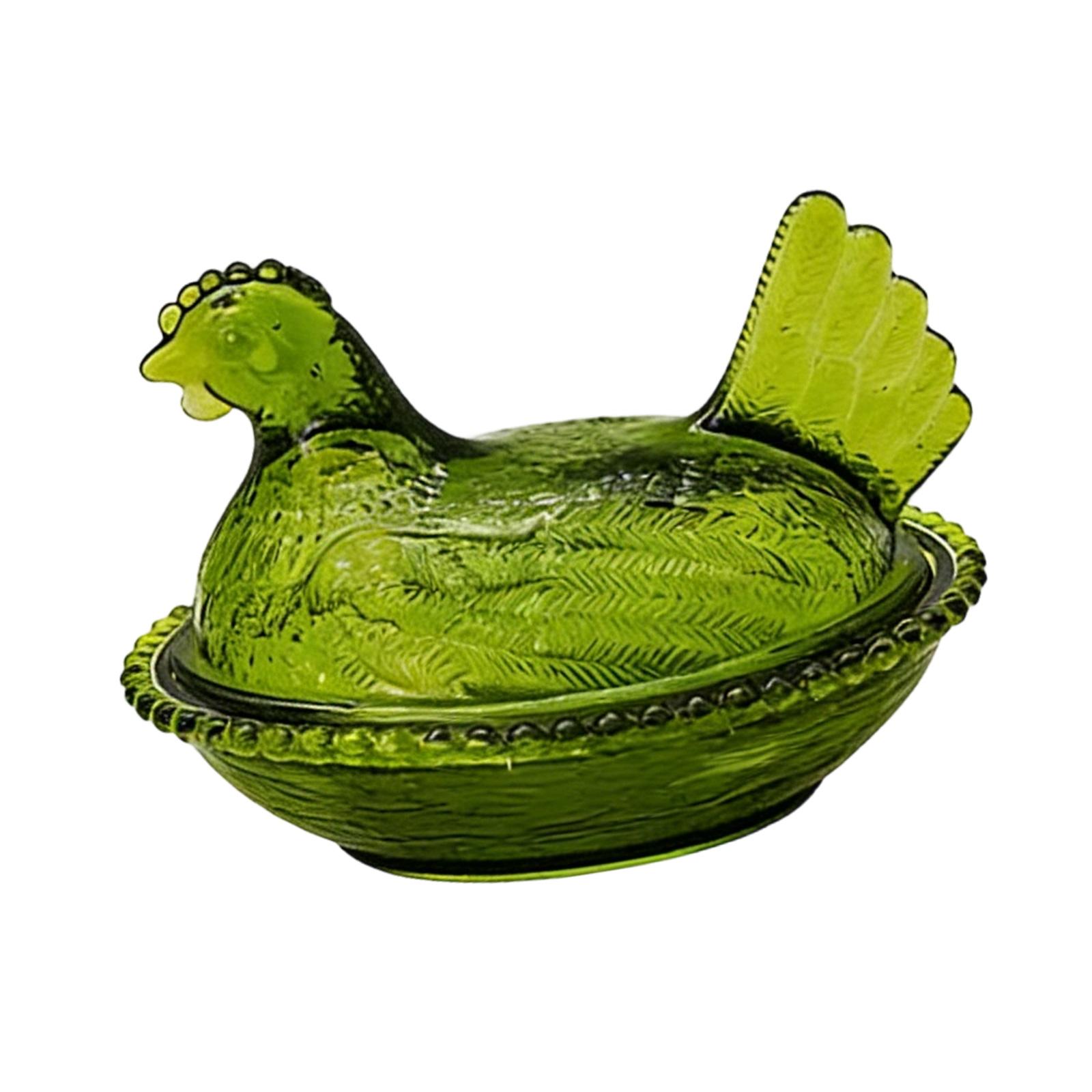 

Multipurpose Plastic Hen on Nest Dish Covered Candy Jar with Lid Decorative Piece for Festives Table Accent Easter Party зелений