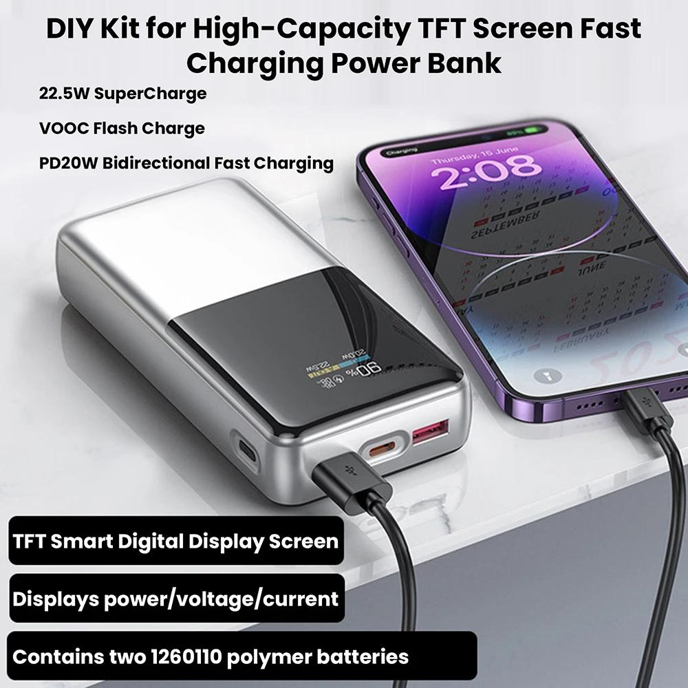 22.5W Fast Charging Module TFT Color Screen Digital Display Mobile Power 3.7V Ternary Lithium Battery Motherboard DIY Rechar