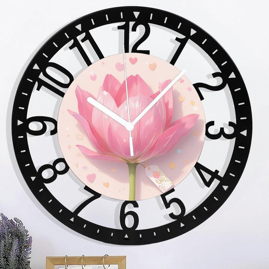 25cm Circular Iron Wall Clock with a Lake and Reflection