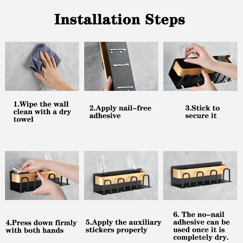 Metal Toothbrush Storage Rack Wall-Mounted U-Shaped Card Slot Electric Toothbrush Holder Razor Cup Shelf Bathroom Organizer