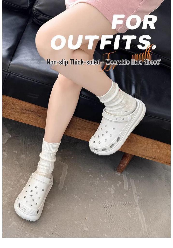 Women's Trendy Non-Slip Odor-Resistant Closed-Toe Summer Crocs with Thick Soles for Casual Outdoor Wear