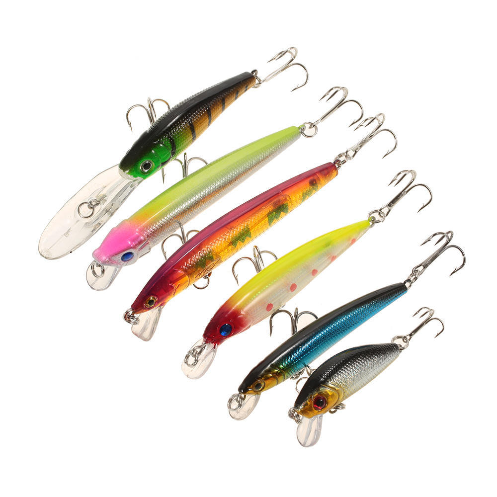 43pcs Assorted Size Minnow Fly Fishing Lures Pencil Popper Crankbaits Carp Fishing Wobbler Suspending Artificial Hard