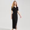 Shetu Damska Sukienka Midi z Krótkim Rękawem do Pracy