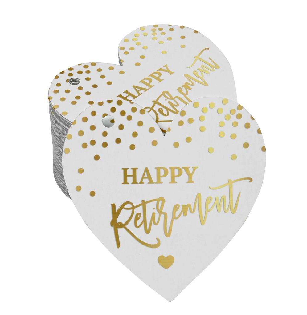 Inkdotpot Silver Foil Paper Hang Tag Happy Retirement Favor Tag 100 Pieces