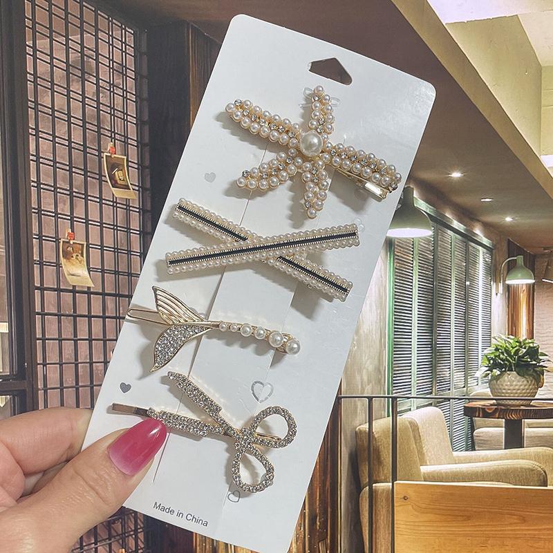 Pearl Hair Clip For Women Korean Hairpins Girl Geometric Crystal Hair Barrettes Fashion New Hairgrip Headwear Hair Accessories