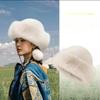 Warm Plush Hat Velvet Basin Hat Women Mongolian Northeast Hat Women Autumn and Winter Hat Korean Style Wool Hat Round Hat