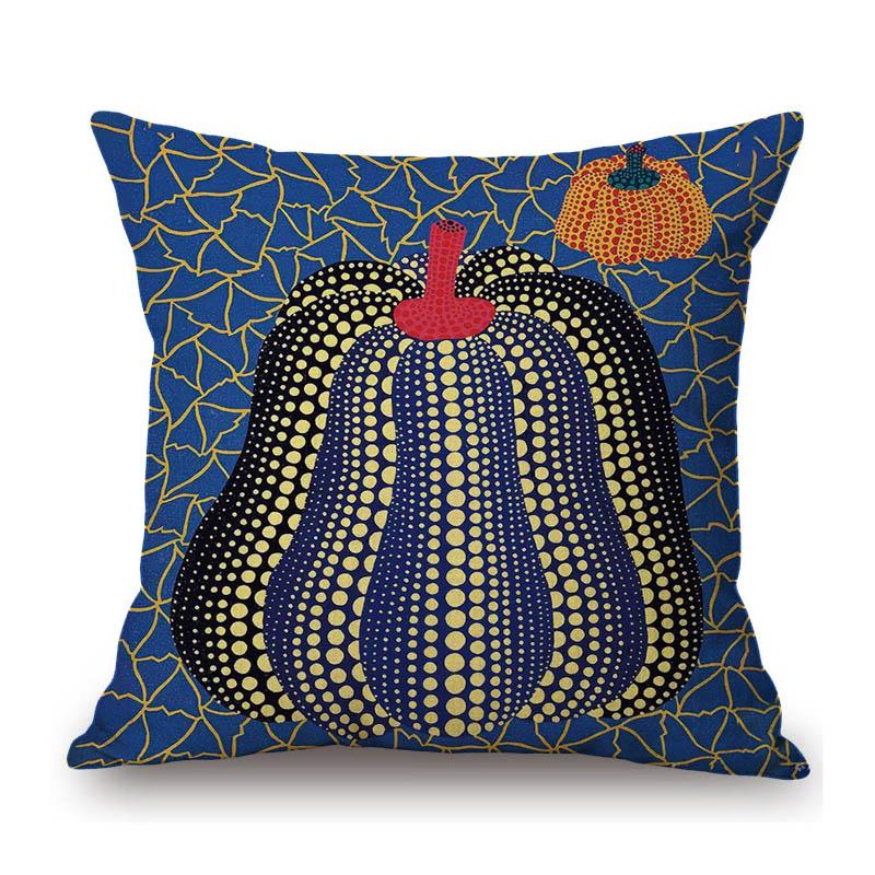 Modern Polka Dots Art Flower Vase Butterfly Pumpkin Yayoi Kasuma Japanese Style Cotton Linen Sofa Pillow Case Car Cushion Cover