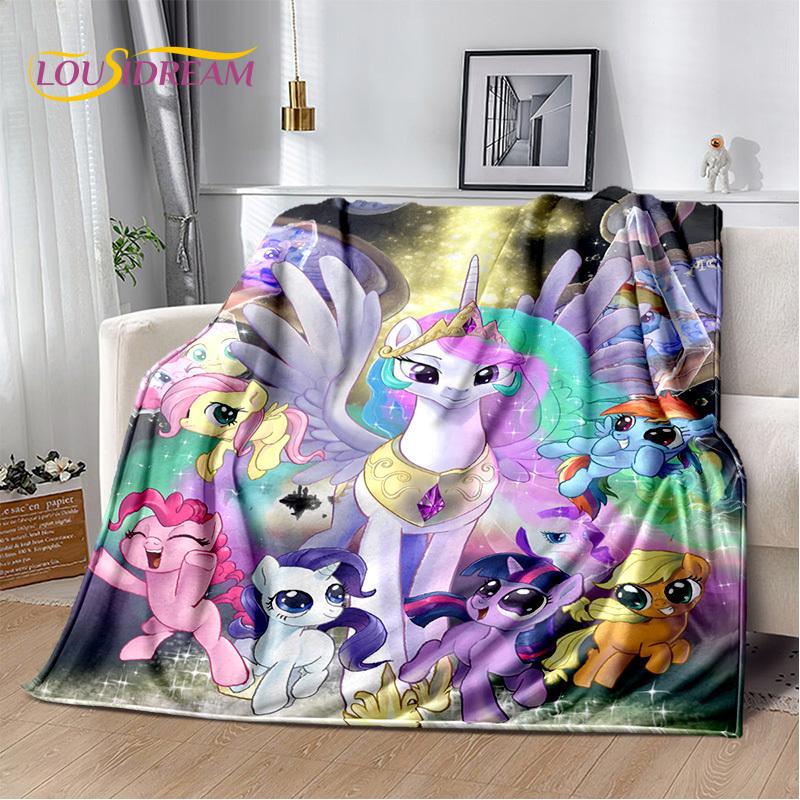 Cute 3D P-Pony Cartoon Unicorn Soft Plush Blanket,Flannel Blanket Throw Blanket for Living Room Bedroom Bed Sofa Picnic Kid Gift