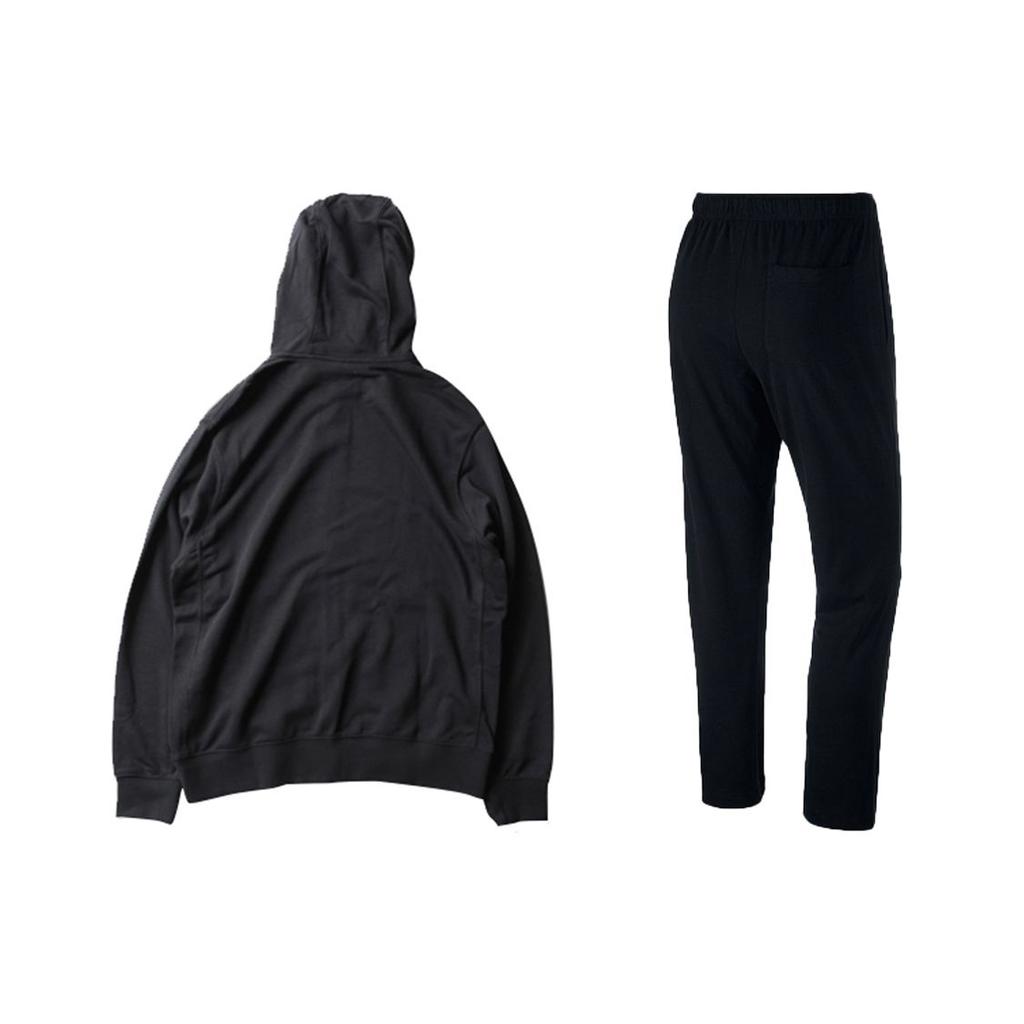 Nike Solid Color Logo Zip-Up Hoodie And Sports Long Pants Set Men Activewear Black BV2649-010+BV2767-010