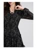 Chic Retro Floral Chiffon Dress: Petite Waist-Cinched Slim Black Style for Autumn & Winter