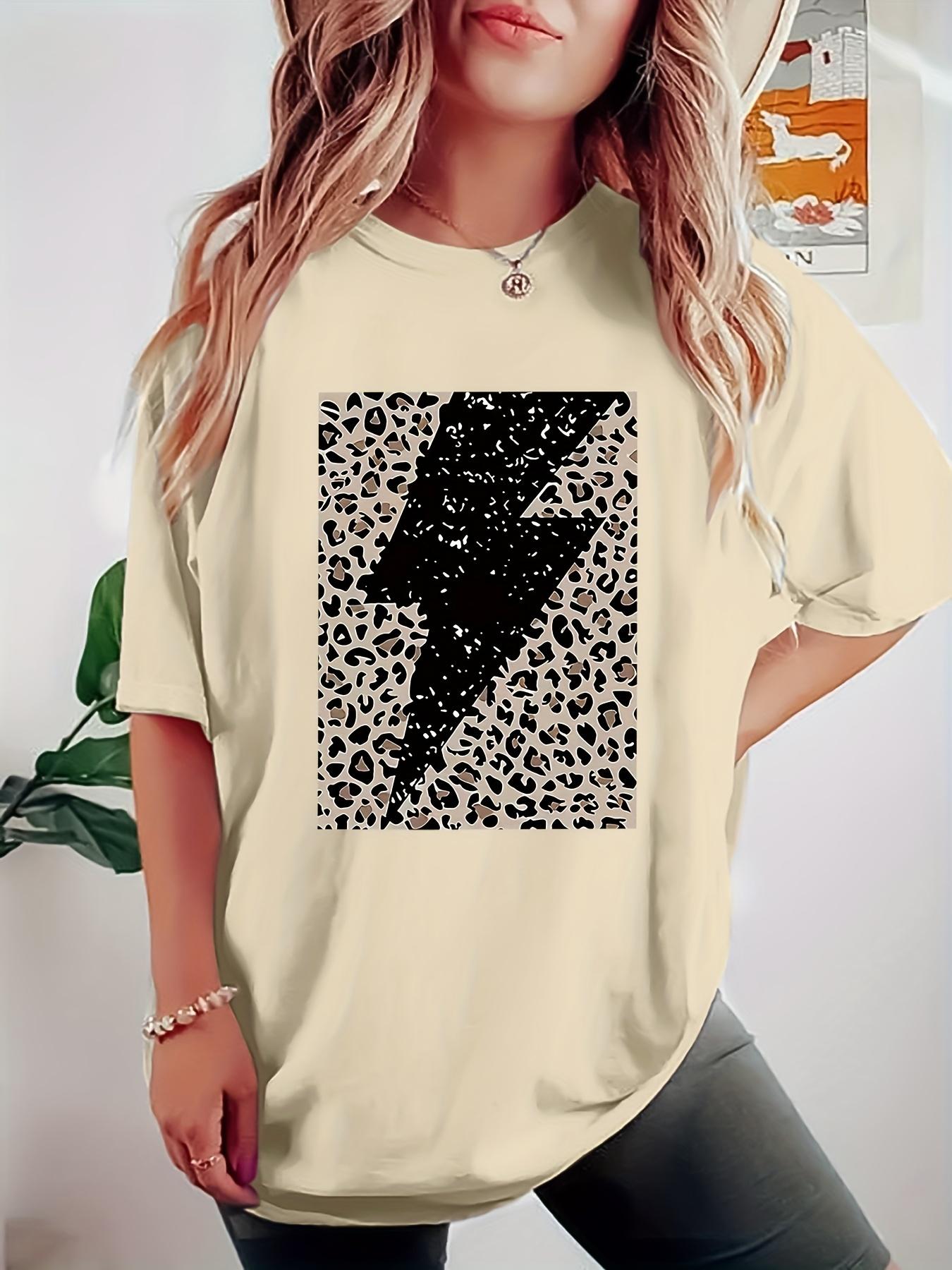 

Plus size women s clothing, fashionable printed round neck T-shirt, casual style for women, 5XL