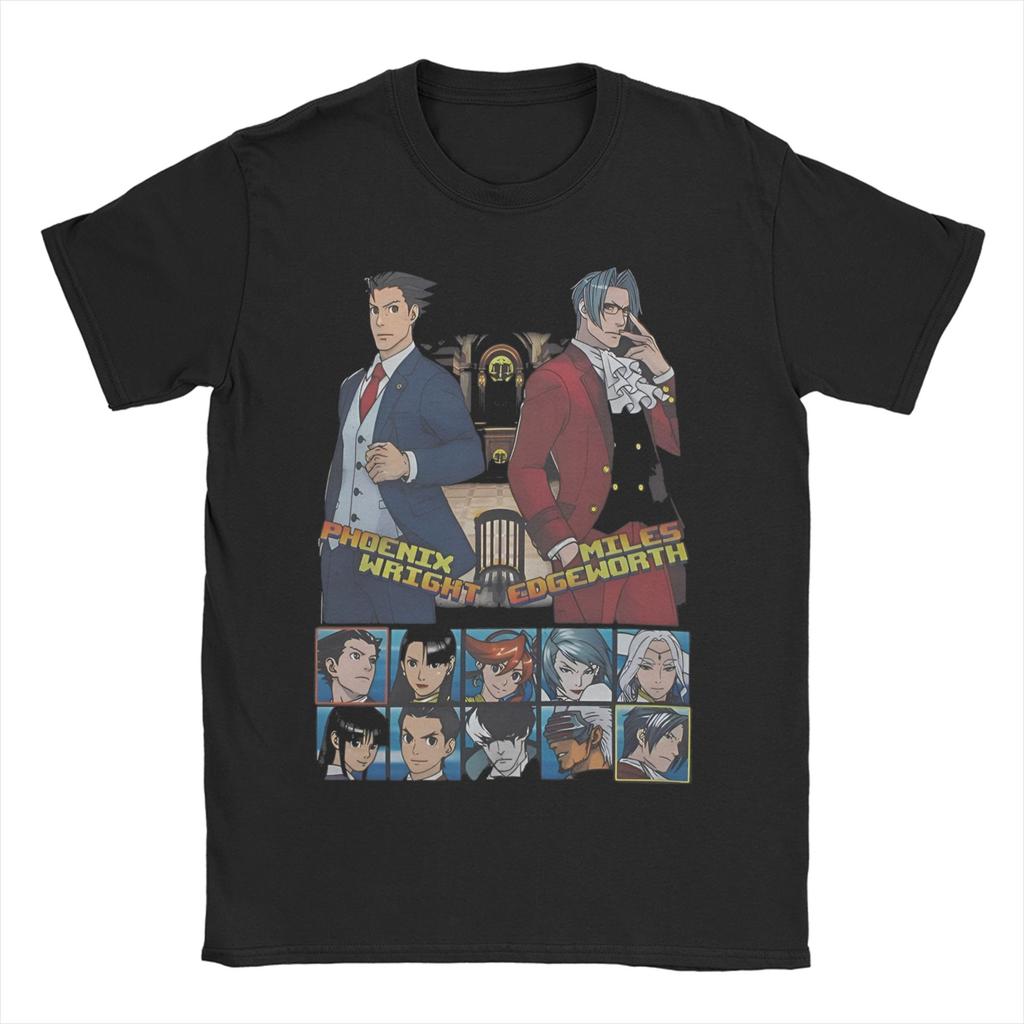 Ace Attorney Videospiel Phoenix Wright T-Shirts für Männer Frauen Vintage Reines Baumwoll-T-Shirt O-Ausschnitt Kurzarm T-Shirts Tops
