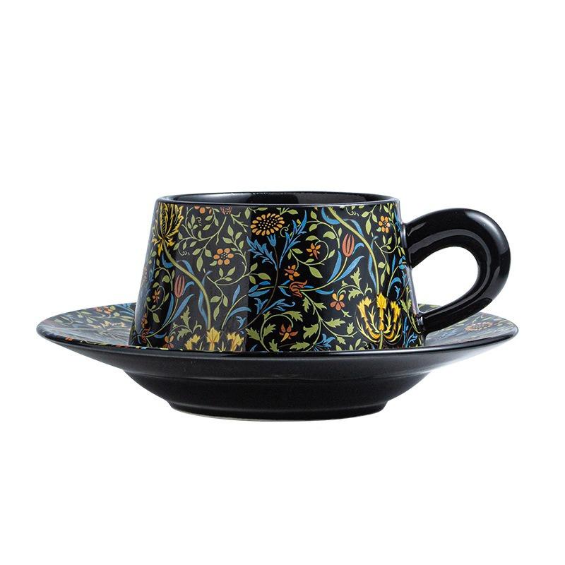 Jinyun Retro Coffee Cup Gift Box Ceramic Gift Cup Souvenir Light Luxury Flowers High end Cup Saucer Gift