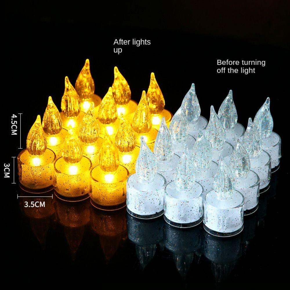 24Pcs Romantic with Battery Candles Light LED Acrylic Electronic Candle Flameless Candle Lamp Home