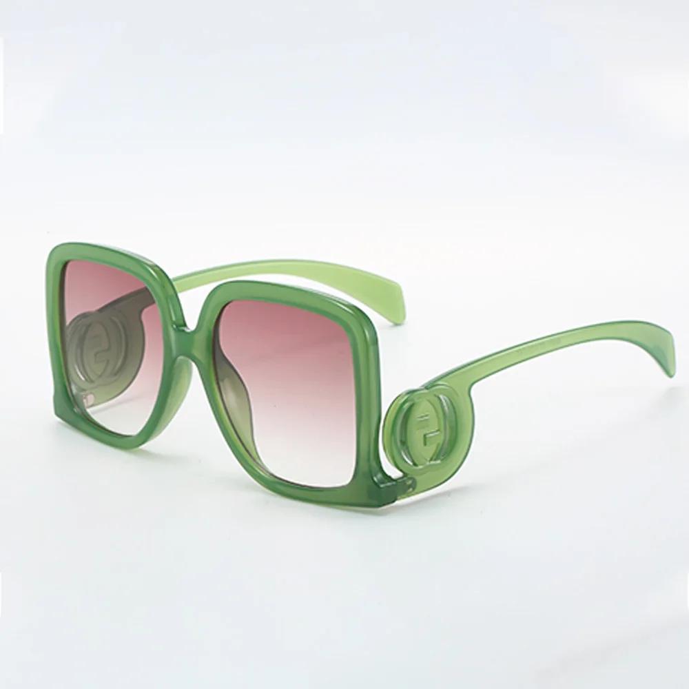 Monture Vintage Carrée Large Lunettes de Soleil Femme Style Rétro Anti-Reflet Accessoire Tendance Branches Gyro Rond