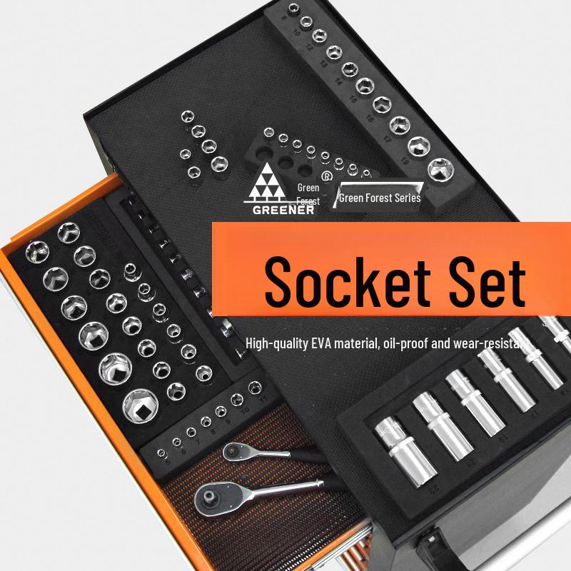 Green Forest 6.3mm Hexagonal Socket/Wrench Sleeve Set with 1/4 Socket Head Ratchet Wrench.