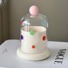 Multi-Functional Cotton Swab Toothpick Polka Dot Decorative Storage Box, with Dust-Proof Transparent Dome Cover,for Bathroom