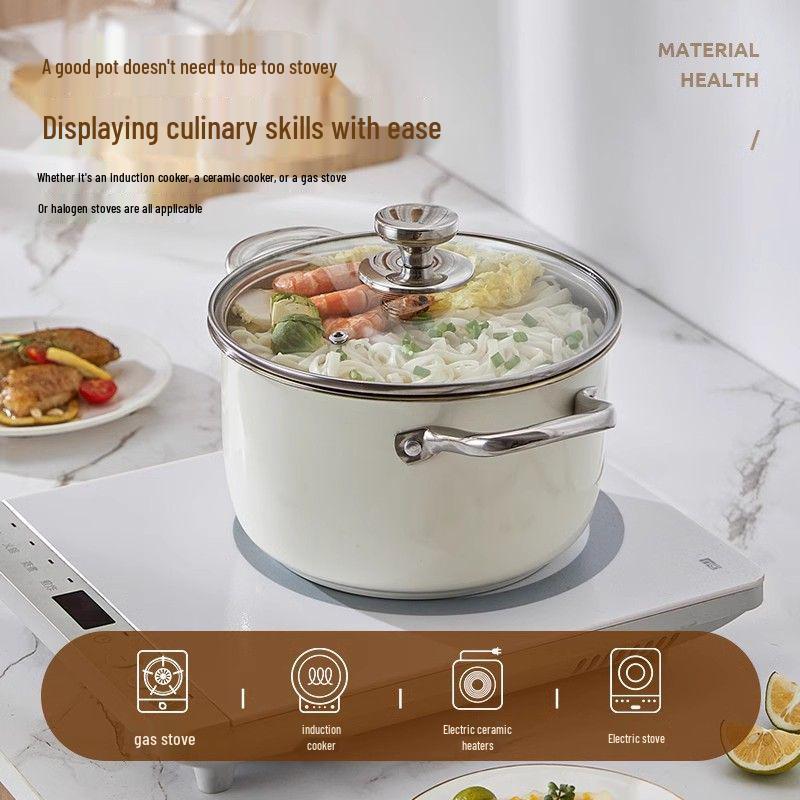 Europäischer Stil 304 Edelstahl Suppentopf - Dickwandig, Induktions- und Gasherd-kompatibel, Doppelohr-Design, Lebensmittelgeeignetes Kochgeschirr.