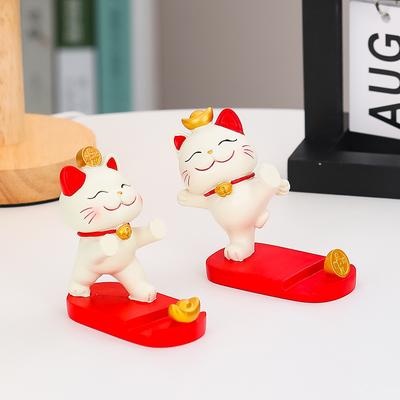 Cute Mobile Phone Stand Decoration Cute Maneki Neko Resin Office DeskCute Gift Decoration