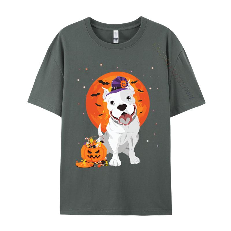 Pitbull Halloween Kostüm Kürbis T-Shirts Druck T-Shirts Herren Freizeit Große Größen Oversize Bedrucktes T-Shirt