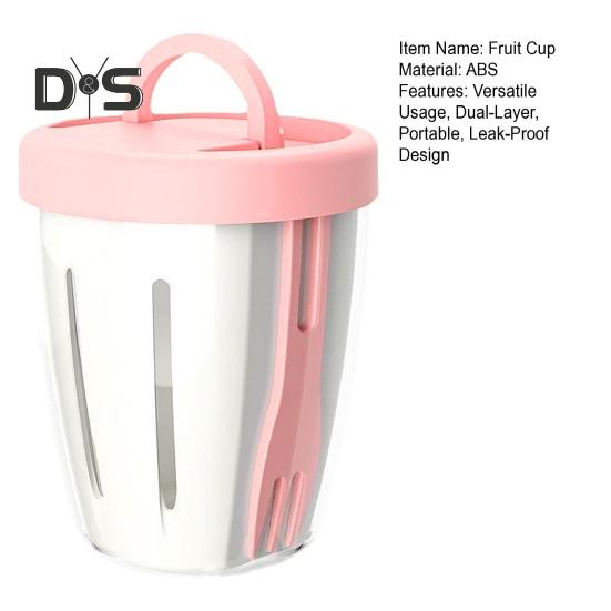 Double-layer Salad Cup Portable Fruit Container with Fork Leakproof Sealed Food Box for Picnic Outdoor Travel