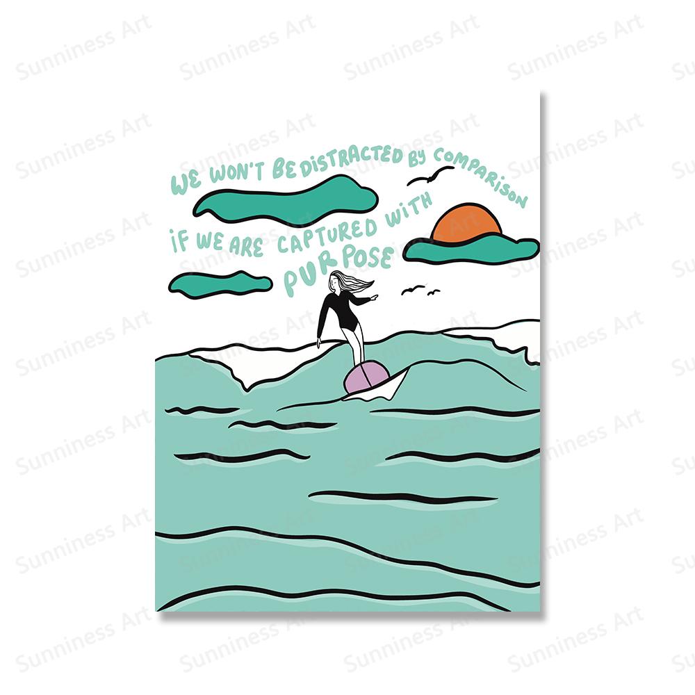 Bible Verse Inspirational Quotes Poster Beach Surf Ocean Painting Canvas Prints Starry Sky Faith Pictures Living Room Home Decor