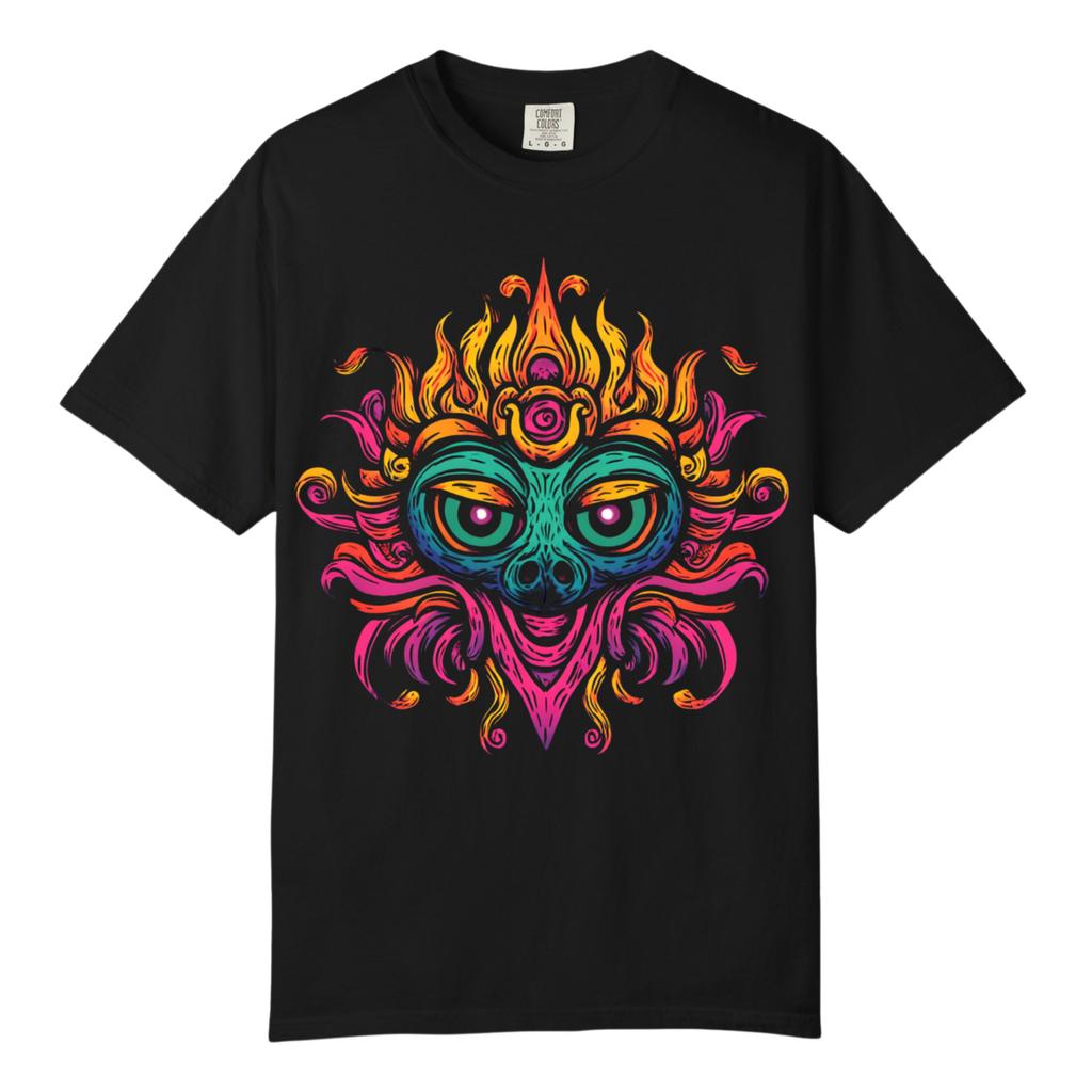 Colorful Monster Face Graphic TShirts, Comfort Colors, Unisex Streetwear Tee
