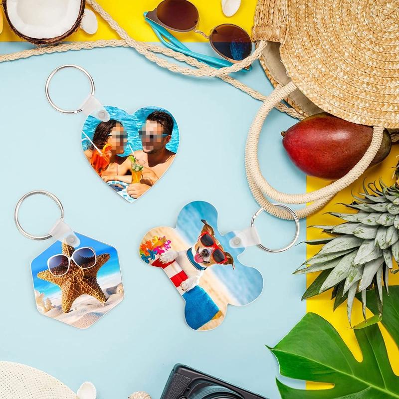15 Pieces Sublimation Blank Keychain Kit for Key Ring Set DIY Heat Transfer Keychain Blanks with for Key Rings for Gradu