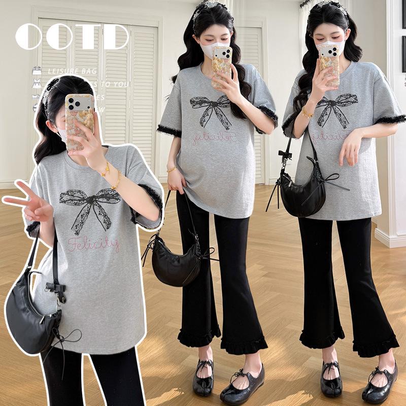 2026 Summer Maternity Age-Defying T-Shirt & Adjustable Slimming Pants Two-Piece Set 2XL