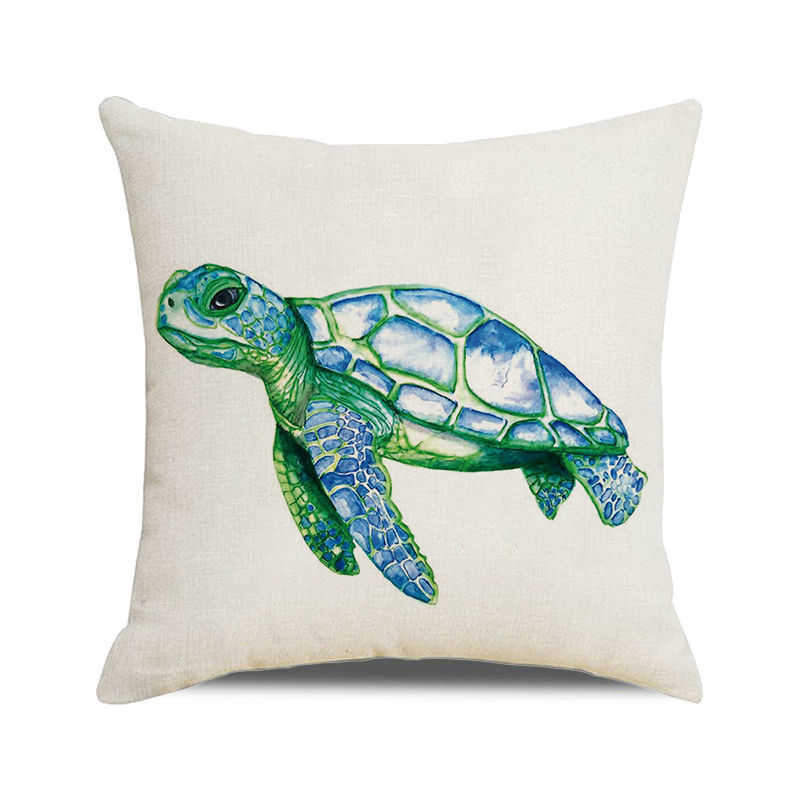 Home Decor Colorful Sea Turtle Watercolor Pillow Covers Pattern Cushion Cover Suitable for Sofa Bedroom Car Pillow Cover