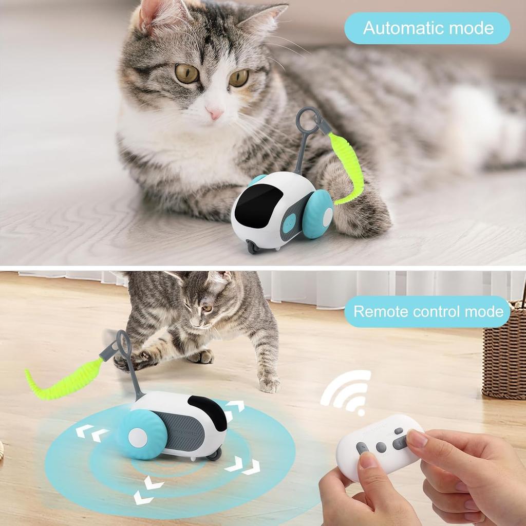 Intelligentes Katzenspielzeug, 2 Modi, automatisch bewegliches, ferngesteuertes Spielzeugauto für Katzen und Hunde, interaktives Spielen, Training für Kätzchen, Heimtierbedarf