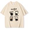 American Retro Trendy TShirt Fashion Women Summer Tees Tops Tshirt Funny Cat and Coffee T Shirt Clothes Graphic Streetwearr YK