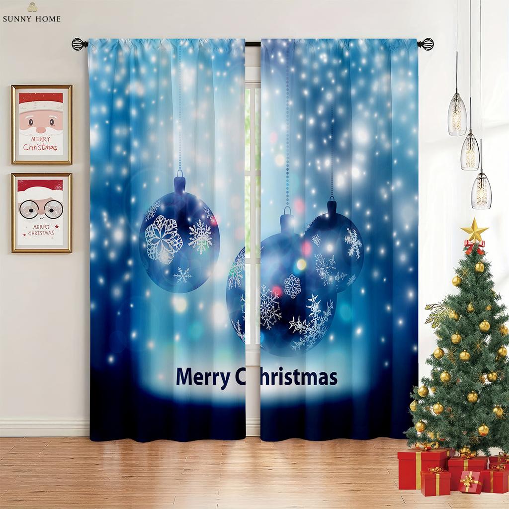 Vánoční dekorace závěsy vánoční stromek Santa Claus kreslený potisk závěsy restaurace ložnice sváteční dekorace závěsy