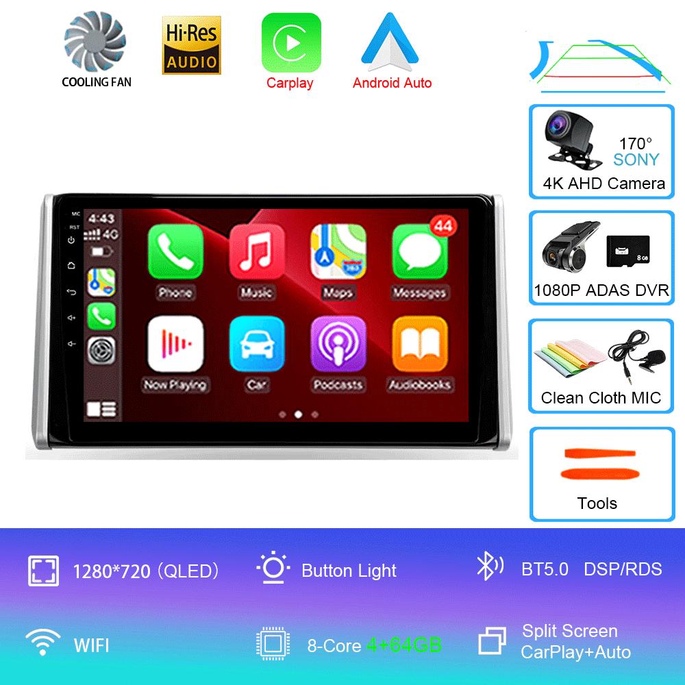 For Toyota RAV4 XA50 2018 2019 2020 Car Radio Android 14 Carplay Navigation Multimedia GPS Player Stereo WiFi+4G Video DSP 2 DIN