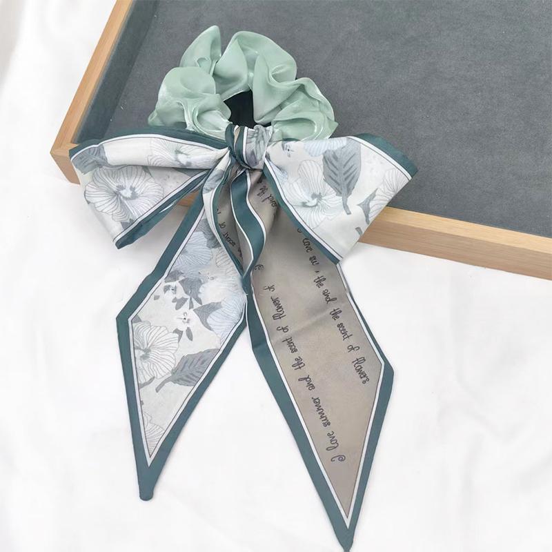 Printed Bow Hair Rope Elegant Ribbon Ponytail Hair Band For Women Sweet Rubber Band Hair Ring Fashion Headdress Hair Accessories