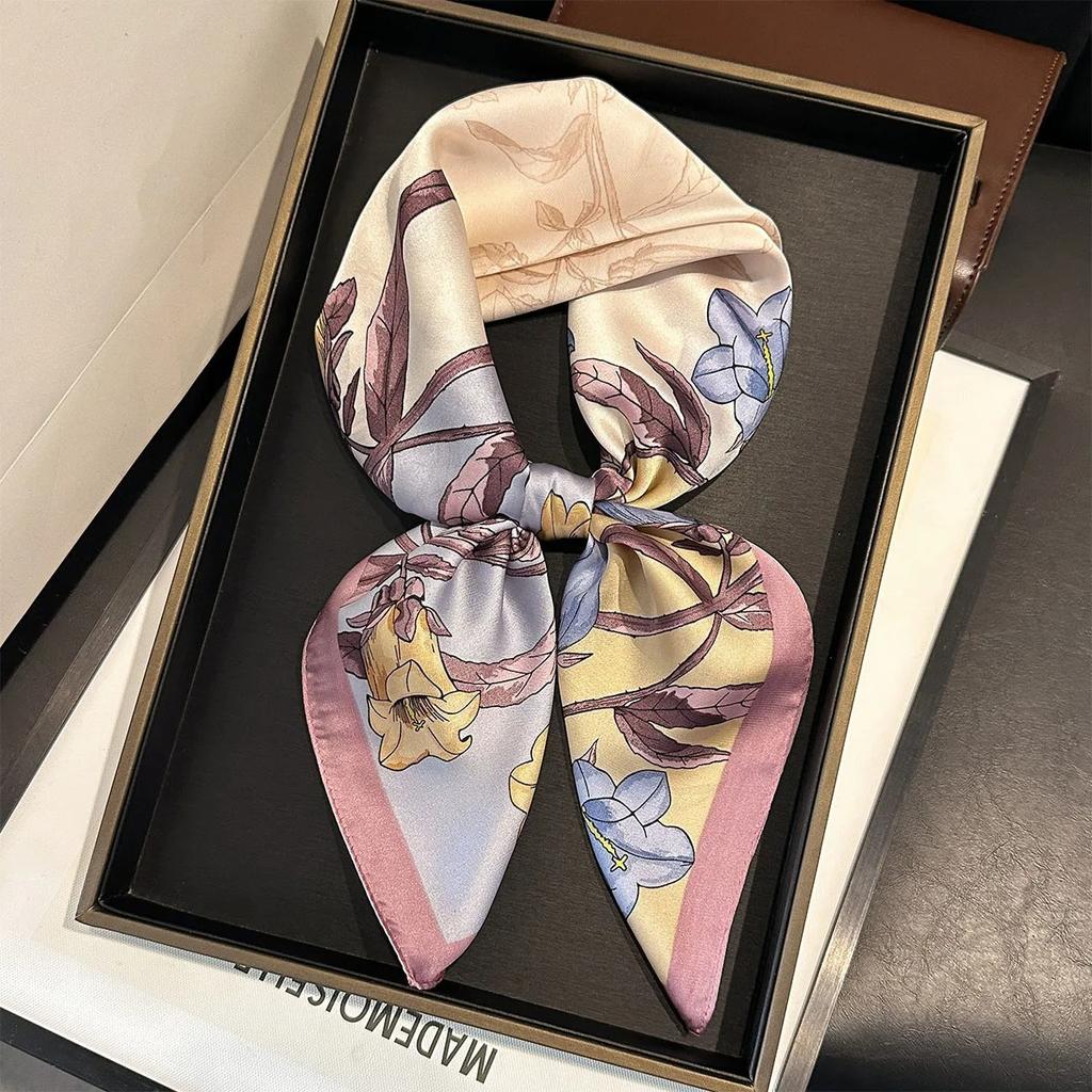 New Paisley Print Silk Scarf For Women Square Hijab Soft Neck Tie Female Fashion Decoration Silk Headscarf 70*70Cm Kerchief