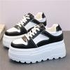 Fashion 8CM Platform Sneakers for Women White Shoes Heel Comfortable Non Slip Genuine Leather Women Casual Shoes Walking